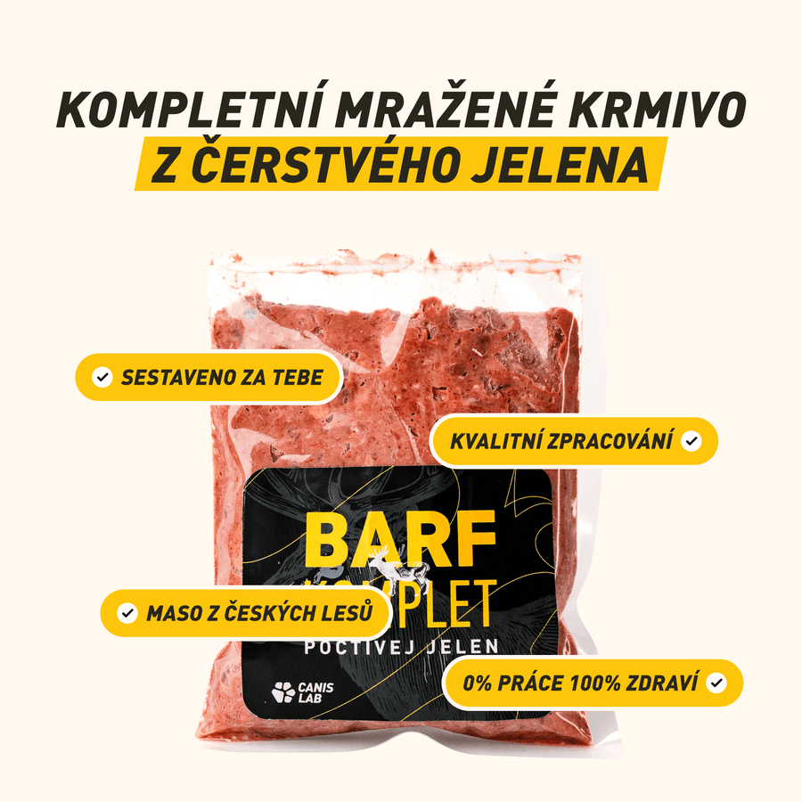 B.A.R.F. Komplet Poctivej Jeleň | Kompletne zostavené mrazené krmivo z čerstvého mäsa