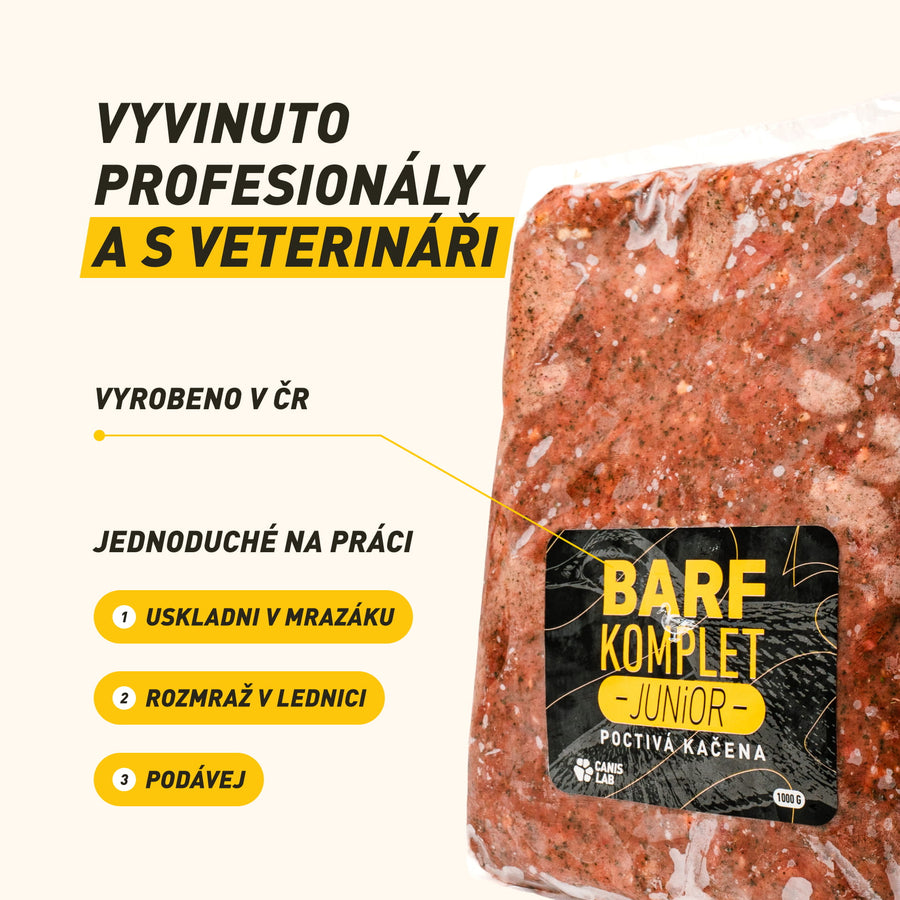 B.A.R.F. Komplet Junior Poctivá kačica | Kompletne zostavené mrazené krmivo z čerstvého mäsa