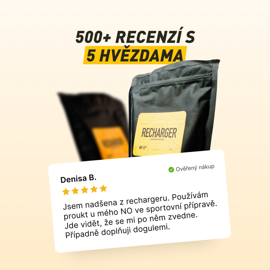 Recharger | Funkční svačina pro psa, která nastartuje regeneraci okamžitě po výkonu, určeno po aktivitě