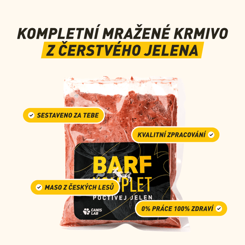 B.A.R.F. Komplet Poctivej Jeleň | Kompletne zostavené mrazené krmivo z čerstvého mäsa