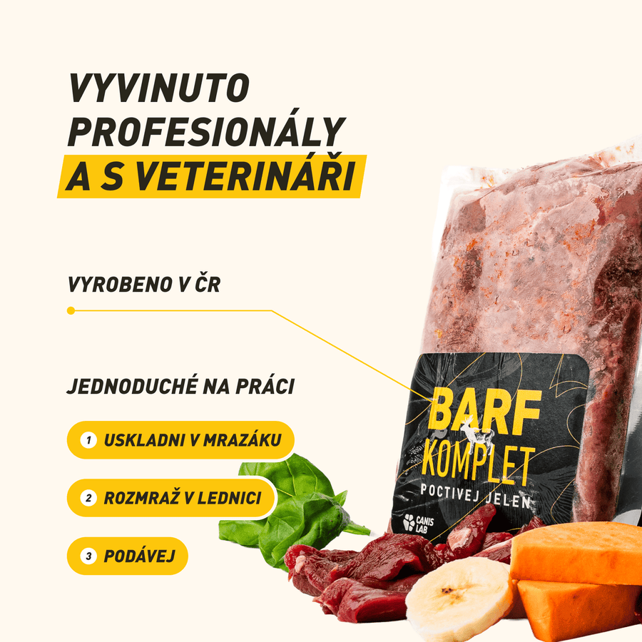 B.A.R.F. Komplet Poctivej Jeleň | Kompletne zostavené mrazené krmivo z čerstvého mäsa
