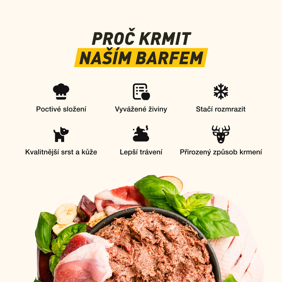 B.A.R.F. Komplet Junior Poctivá kačica | Kompletne zostavené mrazené krmivo z čerstvého mäsa