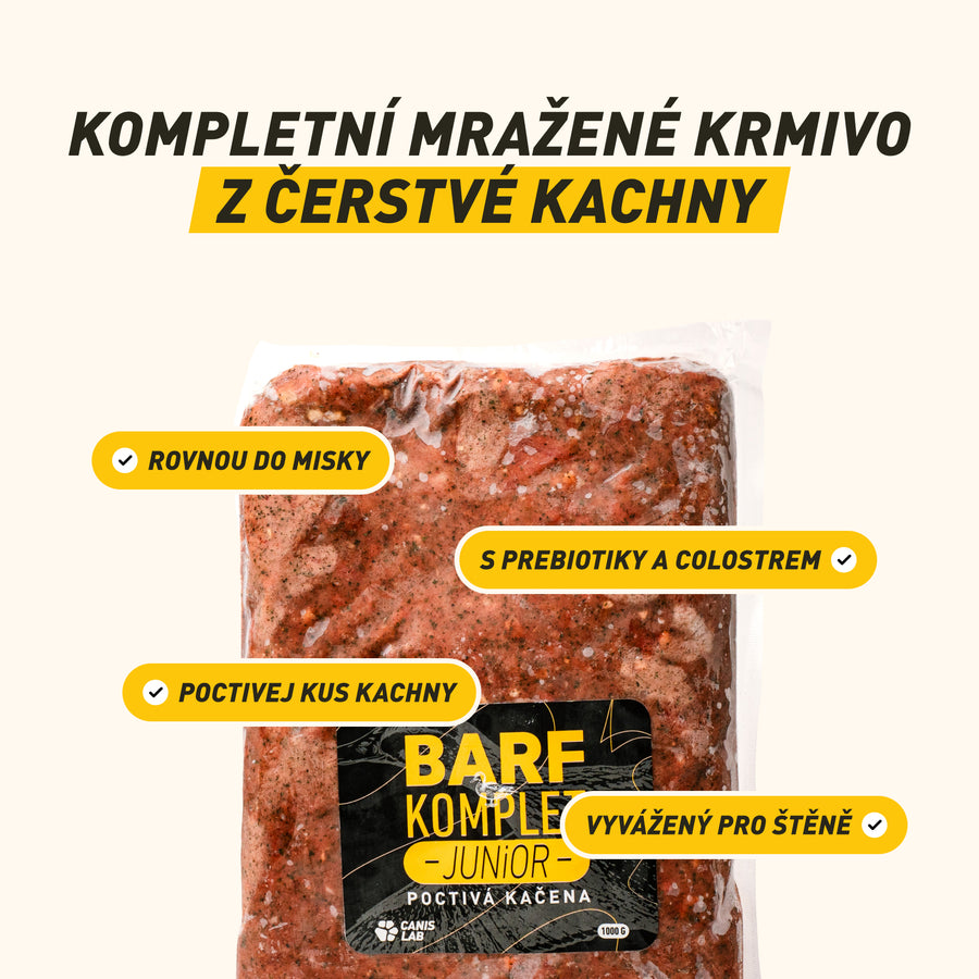 B.A.R.F. Komplet Junior Poctivá kačica | Kompletne zostavené mrazené krmivo z čerstvého mäsa