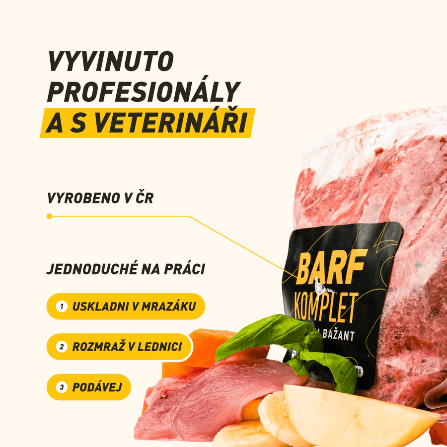 B.A.R.F. Komplet Poctivej Bažant | Kompletne zostavené mrazené krmivo z čerstvého mäsa