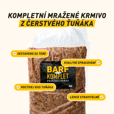 B.A.R.F. Komplet Poctivej Tuniak | Kompletne zostavené mrazené krmivo z čerstvého mäsa