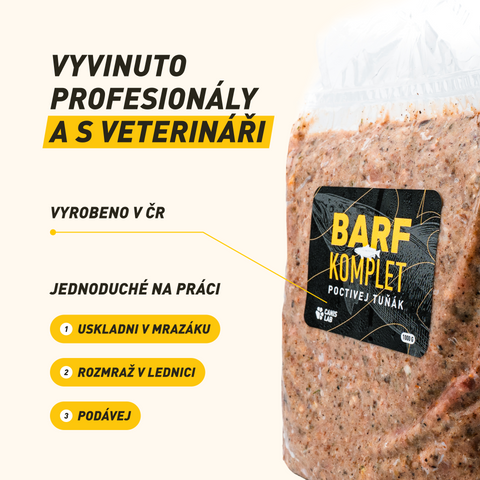 B.A.R.F. Komplet Poctivej Tuniak | Kompletne zostavené mrazené krmivo z čerstvého mäsa