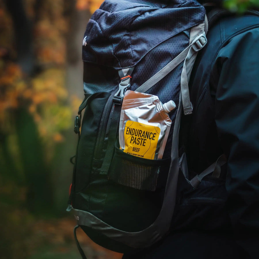 Endurance paste beef flavor package showing of an outdoor bag.