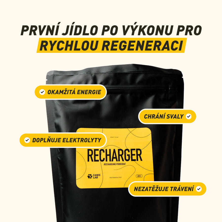 Recharger | Funkční svačina pro psa, která nastartuje regeneraci okamžitě po výkonu, určeno po aktivitě